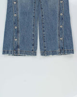 Vintage Moussy Women's Button Leg Wide Flared Japanese Denim Jeans - W27 L28