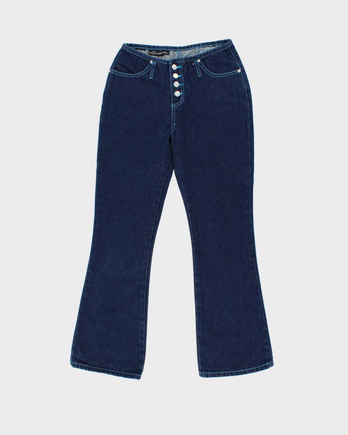 Vintage 1990s No Boundaries Contrast Stitch Women's Flared Denim Jeans - W26 L29