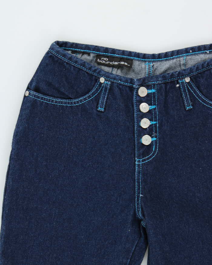 Vintage 1990s No Boundaries Contrast Stitch Women's Flared Denim Jeans - W26 L29