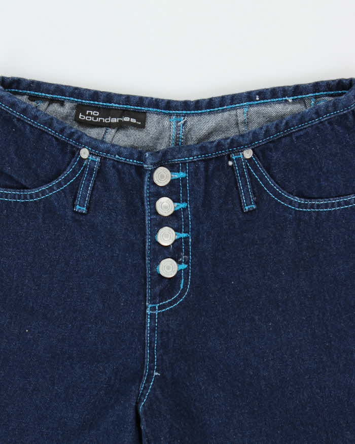 Vintage 1990s No Boundaries Contrast Stitch Women's Flared Denim Jeans - W26 L29