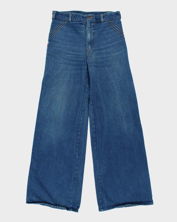 Vintage 1970s Le Culottier Women's Wide Leg Bell Bottom Flared Denim Jeans - W34 L36
