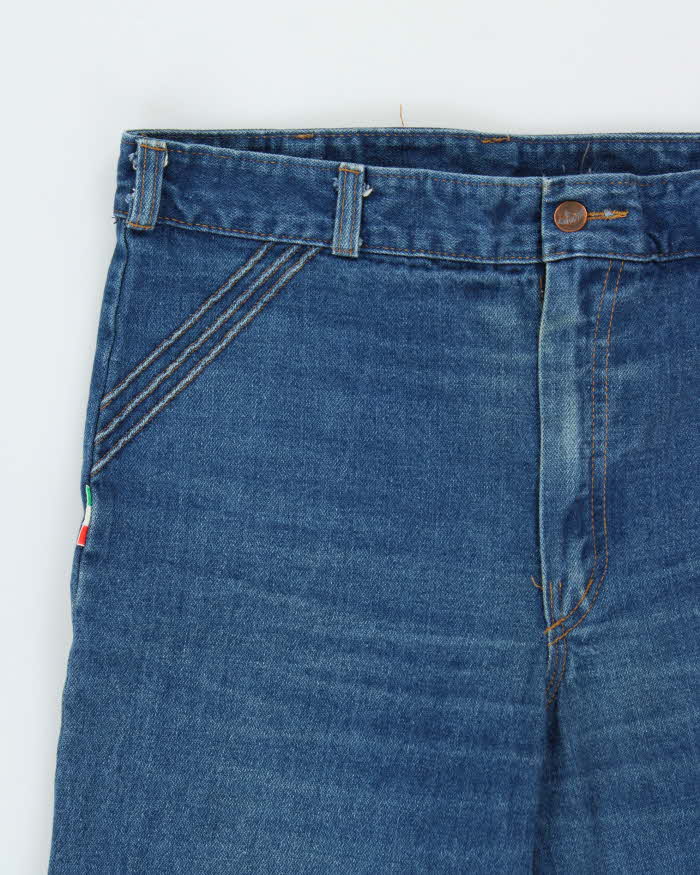 Vintage 1970s Le Culottier Women's Wide Leg Bell Bottom Flared Denim Jeans - W34 L36