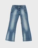 Vintage Y2K 00s Miss Me Crystal Embellished Low Rise Wide Flared Women's Jeans - W30 L30
