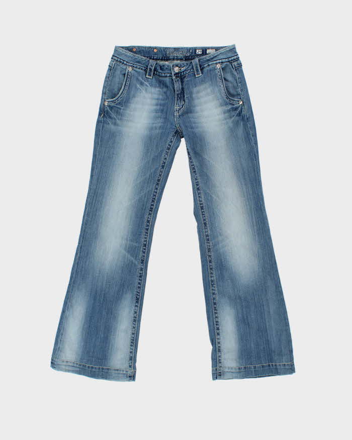 Vintage Y2K 00s Miss Me Crystal Embellished Low Rise Wide Flared Women's Jeans - W30 L30