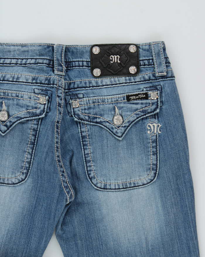 Vintage Y2K 00s Miss Me Crystal Embellished Low Rise Wide Flared Women's Jeans - W30 L30