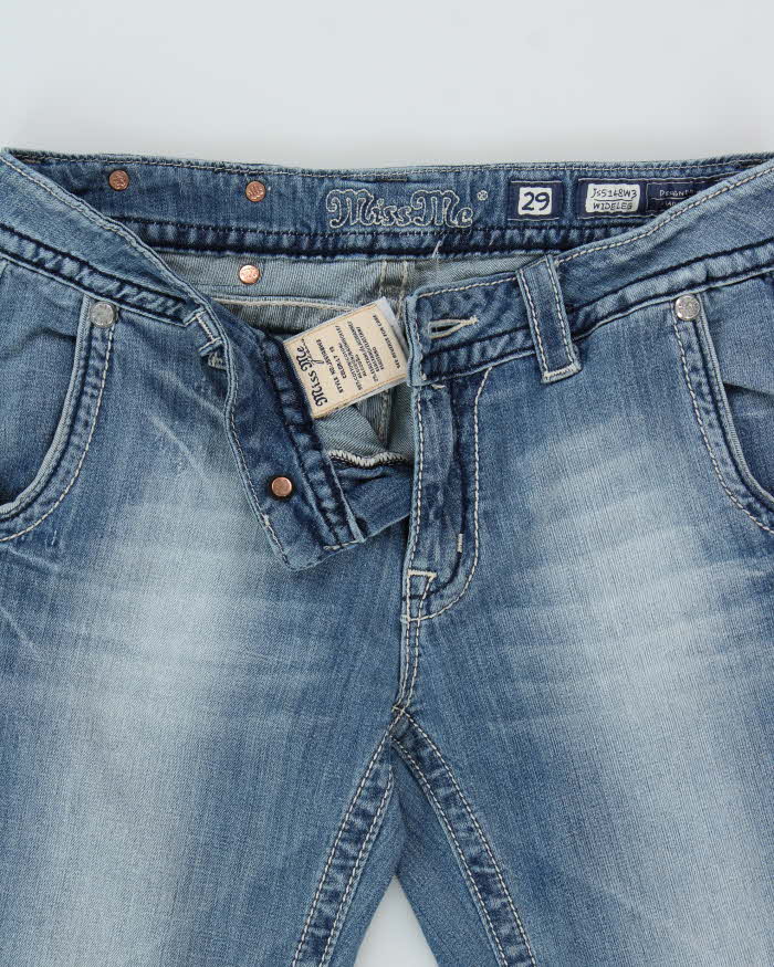 Vintage Y2K 00s Miss Me Crystal Embellished Low Rise Wide Flared Women's Jeans - W30 L30