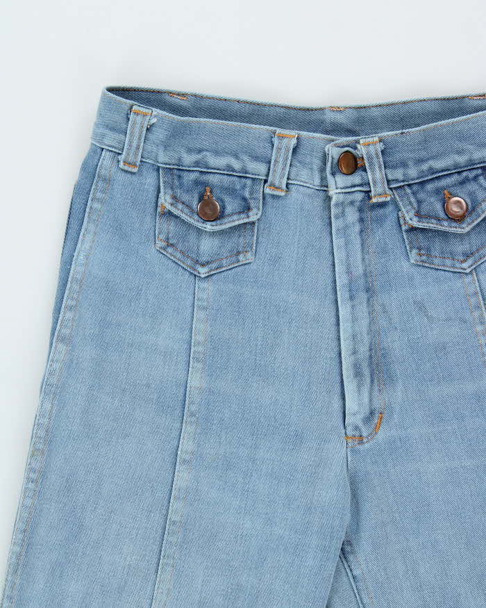 Vintage 1970s Tyme By Aero Women's Frayed Flared Bell Bottom Denim Jeans - W28 L30