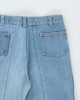Vintage 1970s Tyme By Aero Women's Frayed Flared Bell Bottom Denim Jeans - W28 L30