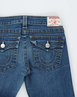 Vintage Y2K 00s True Religion Women's 'Becky' Flap Low Rise Bootcut Denim Jeans - W28 L30