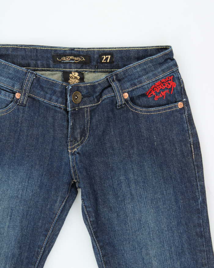Vintage Y2k 00s Ed Hardy Embroidered Skinny Jeans - W27 L32