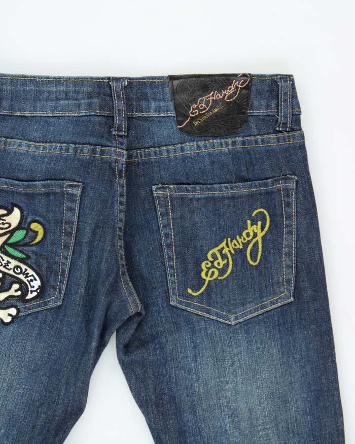 Vintage Y2k 00s Ed Hardy Embroidered Skinny Jeans - W27 L32