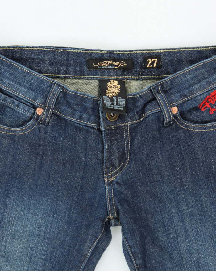 Vintage Y2k 00s Ed Hardy Embroidered Skinny Jeans - W27 L32