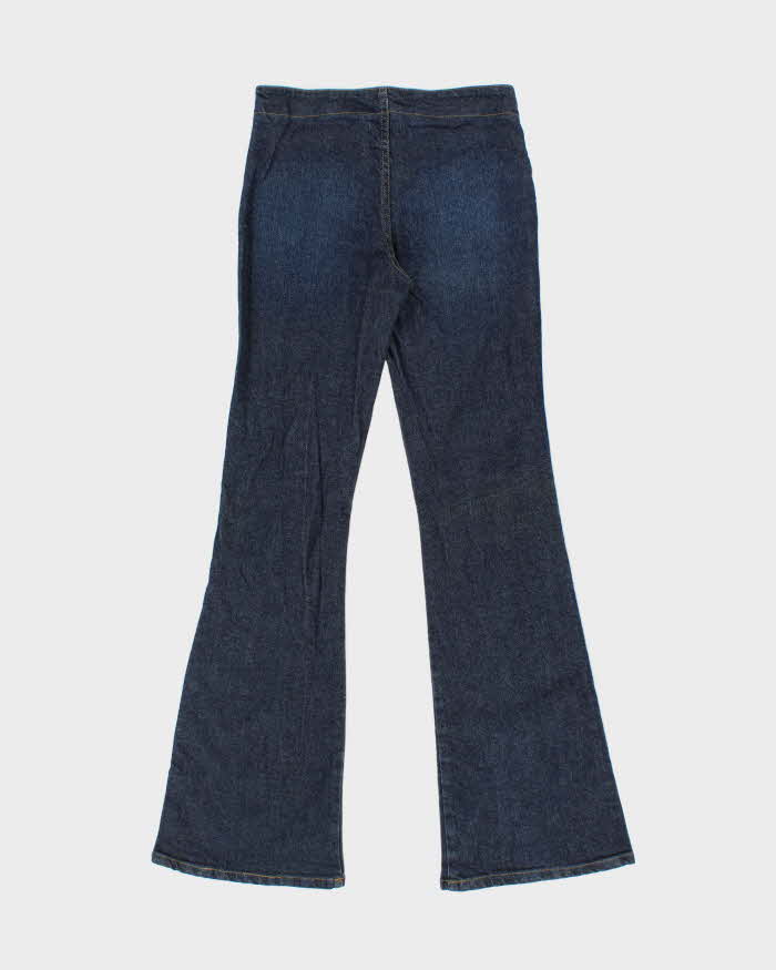 Vintage Y2K 00s Anne.X Women's Made In USA Raw Indigo Denim Lace Up Slim Flared Jeans - W28 L33