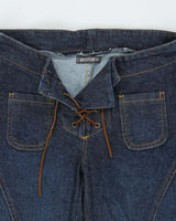 Vintage Y2K 00s Anne.X Women's Made In USA Raw Indigo Denim Lace Up Slim Flared Jeans - W28 L33
