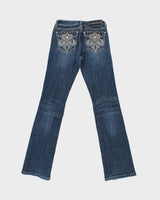 Vintage Y2k 00s LA Idol Rhinestone Bootcut Jeans - W29 L34