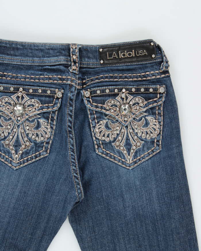 Vintage Y2k 00s LA Idol Rhinestone Bootcut Jeans - W29 L34