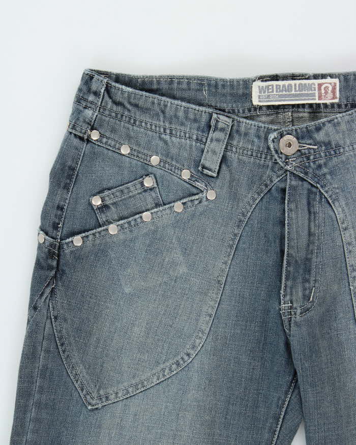 Vintage Y2k 00s Wei Bao Long Studded Wide Leg Jeans - W32 L29