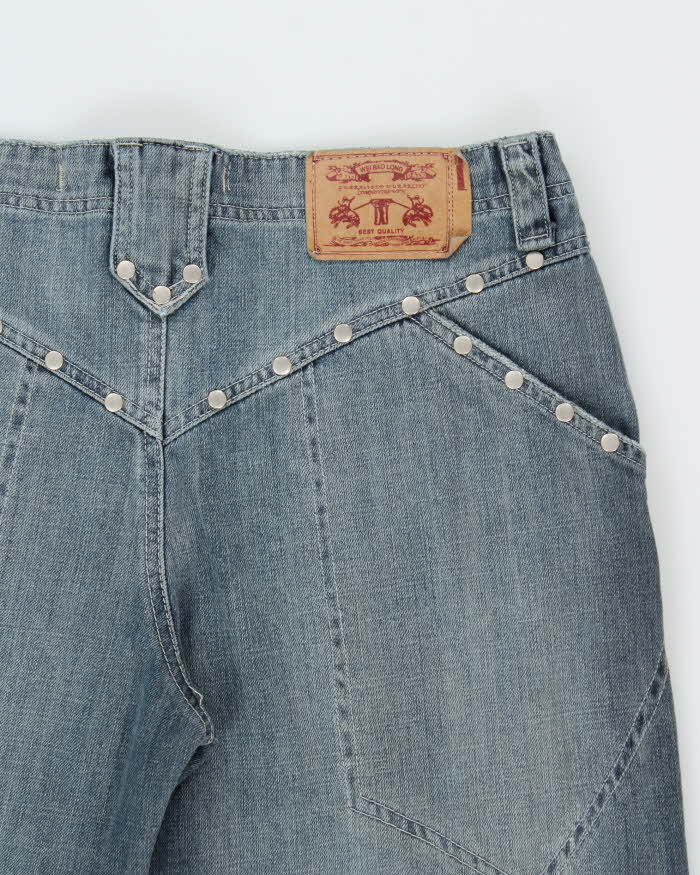 Vintage Y2k 00s Wei Bao Long Studded Wide Leg Jeans - W32 L29