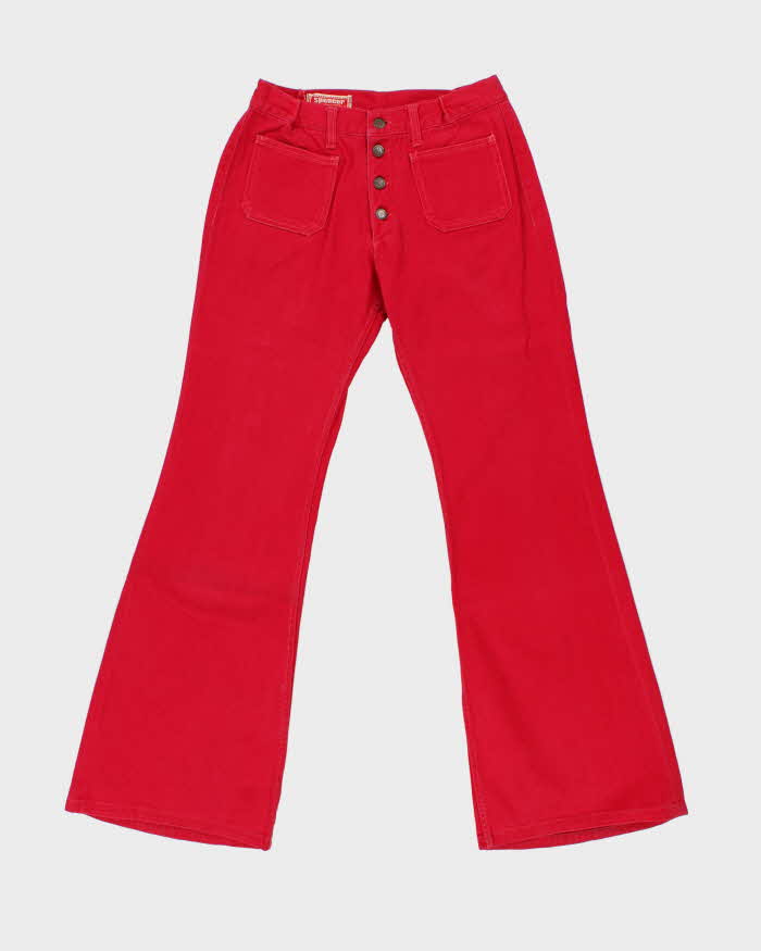 Vintage 1970s Spencer New York Women's Dark Hot Pink Denim Flared Jeans - W27 L32