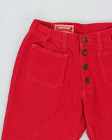 Vintage 1970s Spencer New York Women's Dark Hot Pink Denim Flared Jeans - W27 L32