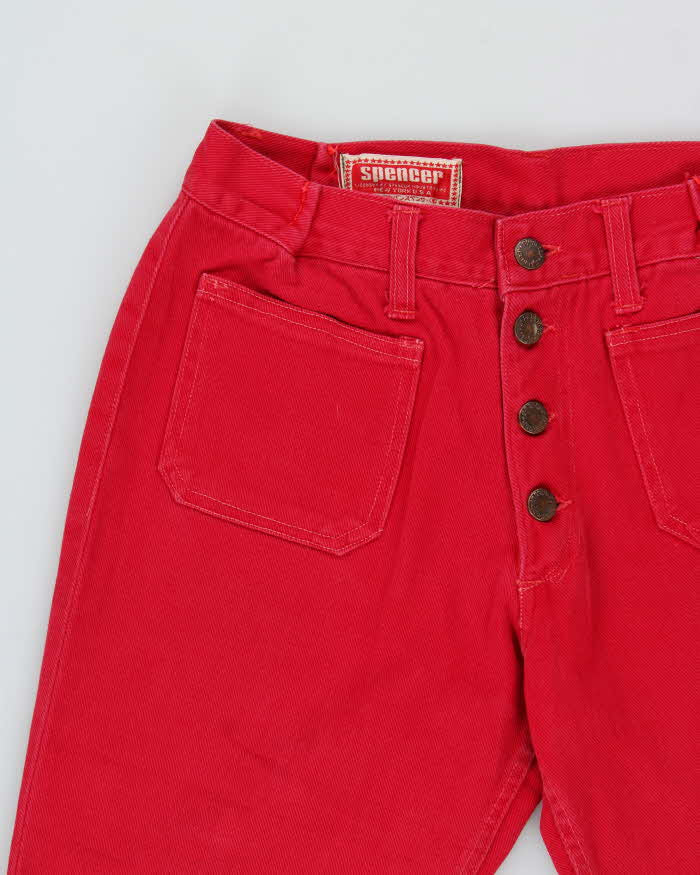 Vintage 1970s Spencer New York Women's Dark Hot Pink Denim Flared Jeans - W27 L32