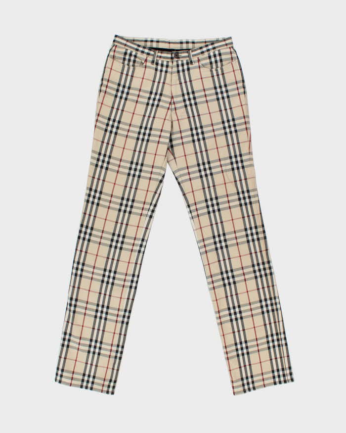 Vintage Y2K 00s Burberry Black Label Japan Nova Check Fleece Lined High Waisted Straight Leg Women's Jeans - W28 L32