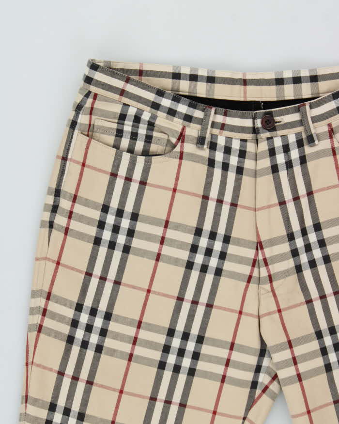 Vintage Y2K 00s Burberry Black Label Japan Nova Check Fleece Lined High Waisted Straight Leg Women's Jeans - W28 L32