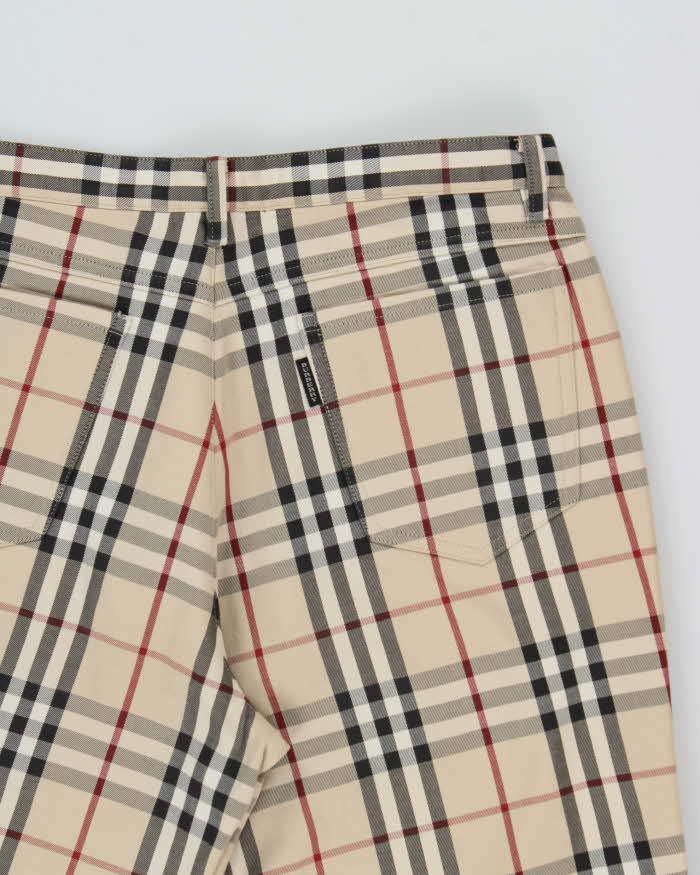 Vintage Y2K 00s Burberry Black Label Japan Nova Check Fleece Lined High Waisted Straight Leg Women's Jeans - W28 L32