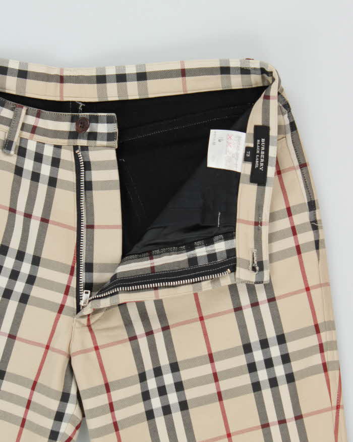 Vintage Y2K 00s Burberry Black Label Japan Nova Check Fleece Lined High Waisted Straight Leg Women's Jeans - W28 L32