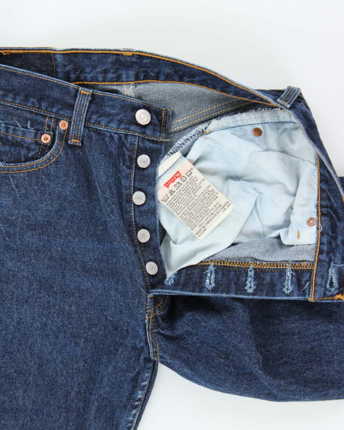 Vintage 1999 Levi's 501 Red Batwing Made In Canada Women's Indigo Denim Straight Leg Jeans - W28 L30