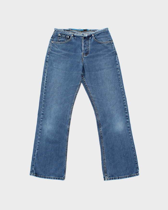 Vintage 1999 Levi's SilverTab Made In Canada Women's Low Rise No Waist-Band Distressed Denim Bootcut Jeans - W26 L29