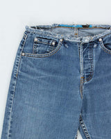 Vintage 1999 Levi's SilverTab Made In Canada Women's Low Rise No Waist-Band Distressed Denim Bootcut Jeans - W26 L29
