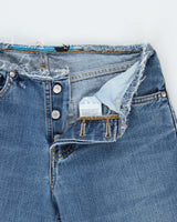 Vintage 1999 Levi's SilverTab Made In Canada Women's Low Rise No Waist-Band Distressed Denim Bootcut Jeans - W26 L29