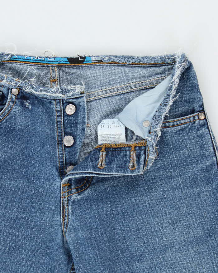 Vintage 1999 Levi's SilverTab Made In Canada Women's Low Rise No Waist-Band Distressed Denim Bootcut Jeans - W26 L29