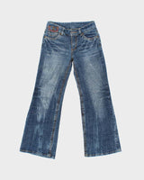 Vintage Y2K 00s Women's Japanese Denim Mid Rise Flap Pocket Flared Jeans - W28 L29