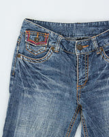 Vintage Y2K 00s Women's Japanese Denim Mid Rise Flap Pocket Flared Jeans - W28 L29