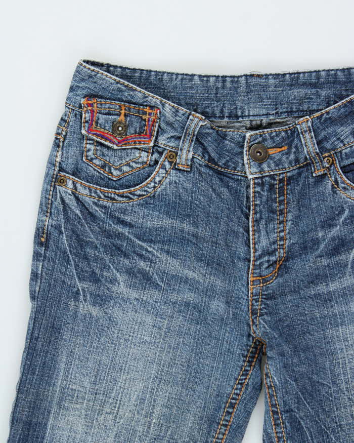 Vintage Y2K 00s Women's Japanese Denim Mid Rise Flap Pocket Flared Jeans - W28 L29