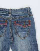 Vintage Y2K 00s Women's Japanese Denim Mid Rise Flap Pocket Flared Jeans - W28 L29