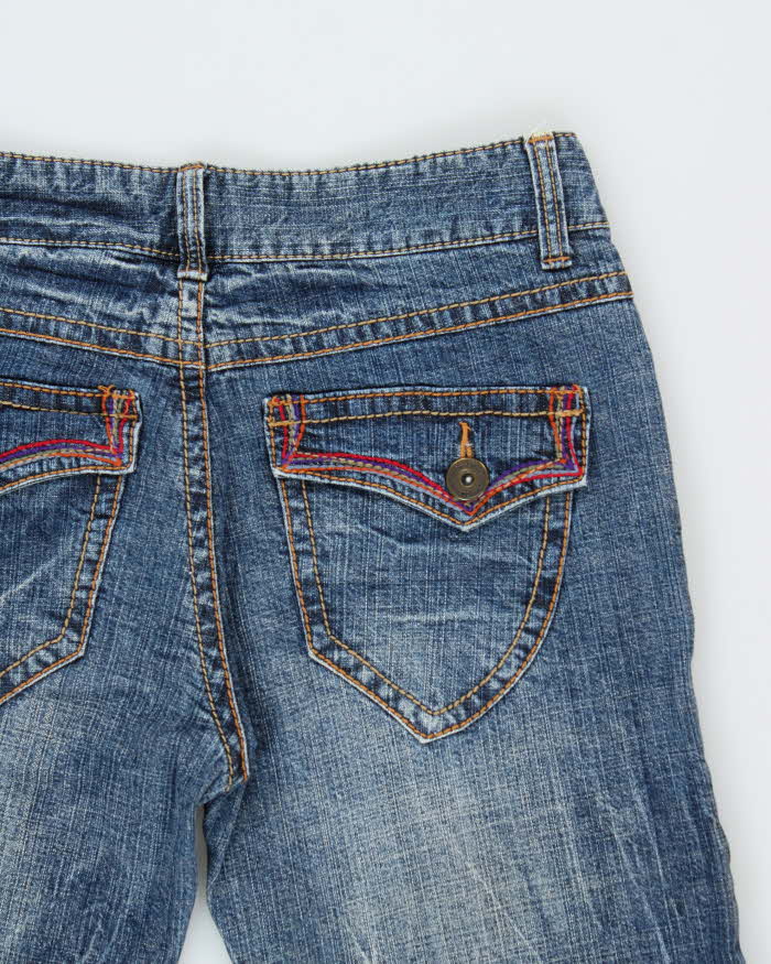 Vintage Y2K 00s Women's Japanese Denim Mid Rise Flap Pocket Flared Jeans - W28 L29