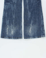 Vintage Y2K 00s Women's Japanese Denim Mid Rise Flap Pocket Flared Jeans - W28 L29
