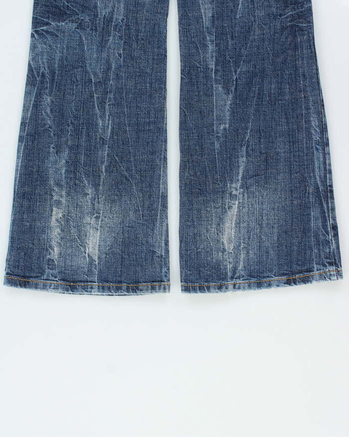 Vintage Y2K 00s Women's Japanese Denim Mid Rise Flap Pocket Flared Jeans - W28 L29