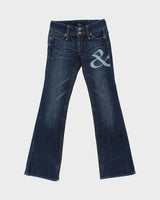 Vintage Y2K 00s &amp; By P&amp;D Women's Low Rise Embellished Japanese Denim Flared Jeans - W28 L32