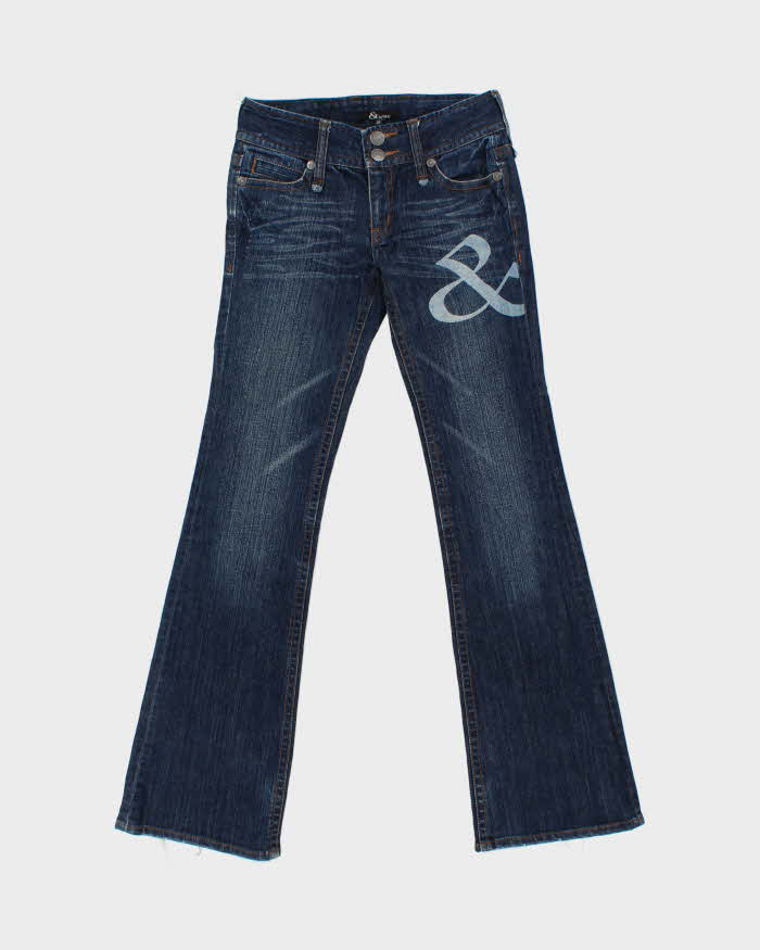 Vintage Y2K 00s &amp; By P&amp;D Women's Low Rise Embellished Japanese Denim Flared Jeans - W28 L32