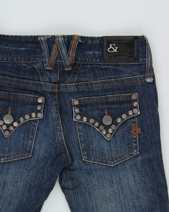 Vintage Y2K 00s &amp; By P&amp;D Women's Low Rise Embellished Japanese Denim Flared Jeans - W28 L32