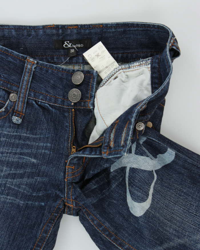 Vintage Y2K 00s &amp; By P&amp;D Women's Low Rise Embellished Japanese Denim Flared Jeans - W28 L32