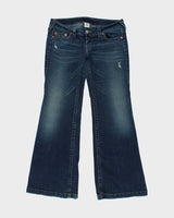 Vintage Y2K 00s True Religion Women's Heidi Made In USA Low Rise Distressed Flared Jeans - W36 L34
