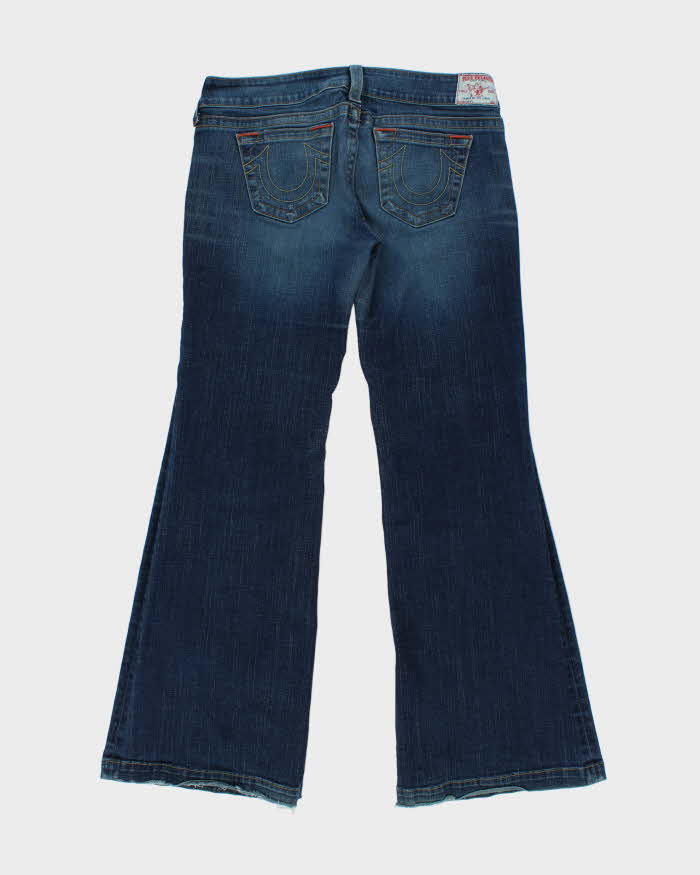 Vintage Y2K 00s True Religion Women's Heidi Made In USA Low Rise Distressed Flared Jeans - W36 L34