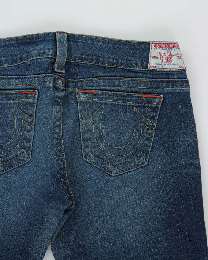Vintage Y2K 00s True Religion Women's Heidi Made In USA Low Rise Distressed Flared Jeans - W36 L34