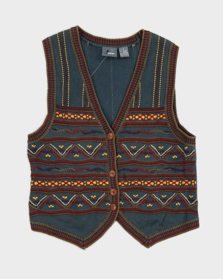 Vintage 90s Liz Wear Sleeveless Knit Cardigan - M