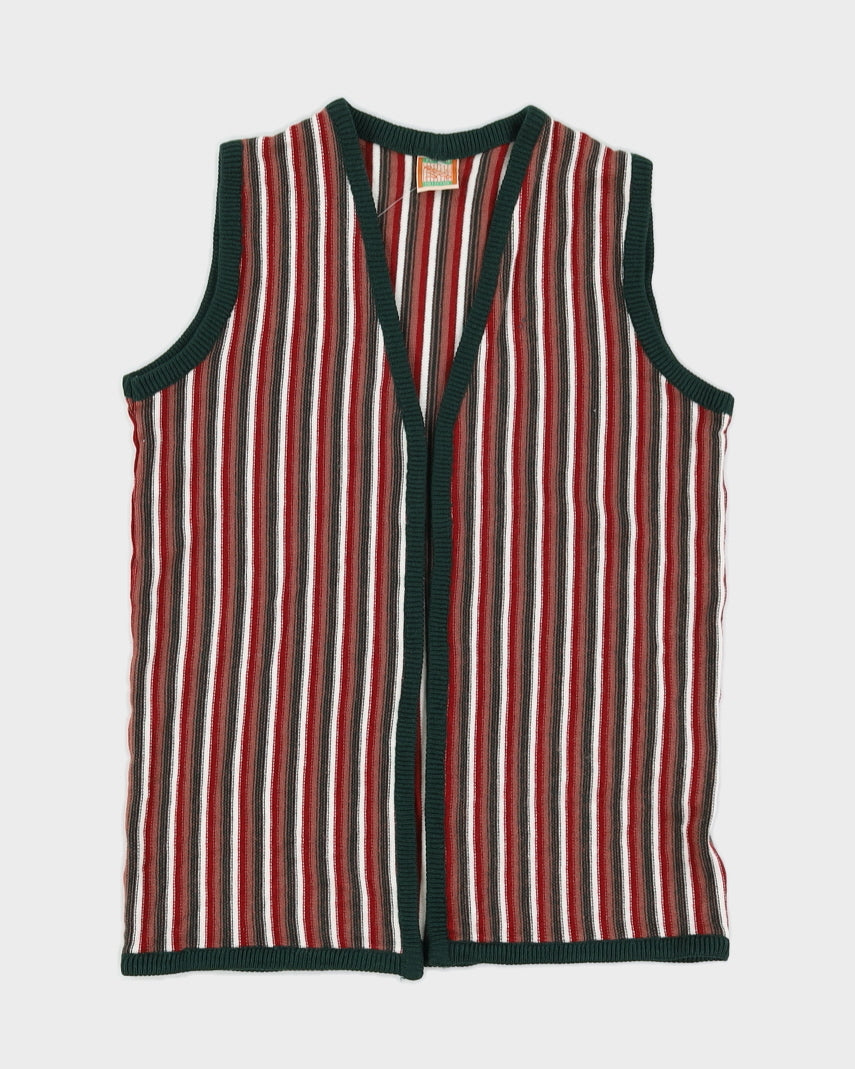 Vintage 80s Abeer Knitwear Stripe Cardigan - L
